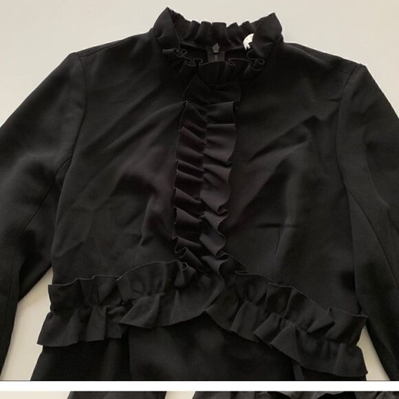 Sandro | Artifice Ruffle Black Mini Dress 38/US 6 - Picture 2 of 5